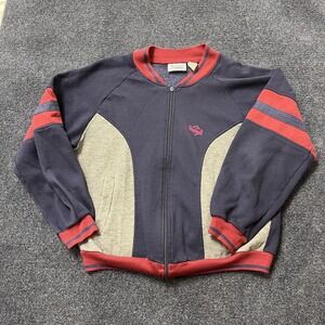 Vintage 80s MacGregor Sport Track Jacket Small Blue Colorblock Fleece Full Zip